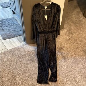 a new day Black Velvet Jumpsuit
